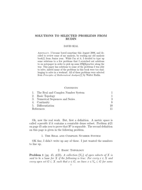 Baby Rudin | PDF | Metric Space | Continuous Function