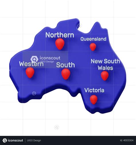 Australia Map 3D Illustration download in PNG, OBJ or Blend format