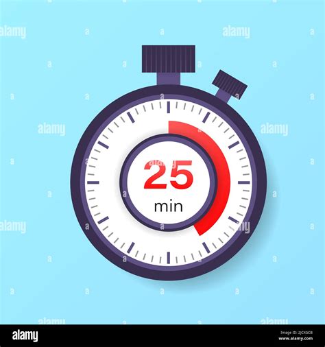 The 25 minutes timer. Stopwatch icon in flat style Stock Vector Image ...