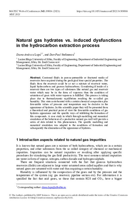 (PDF) Gas Hydrates Formation and Inhibition in Hydrocarbon Extraction