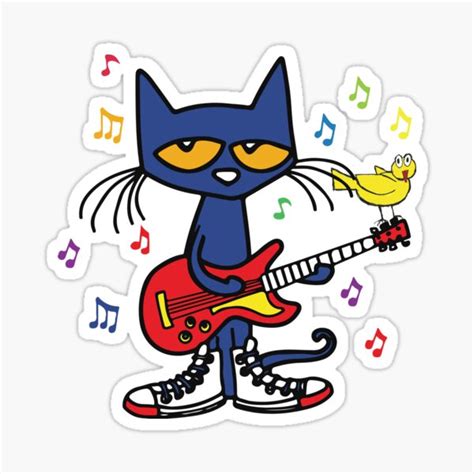 "Rock and Read Yellow Bird Pete the Cat with his Red Guitar and white Shoes" Sticker for Sale by ...