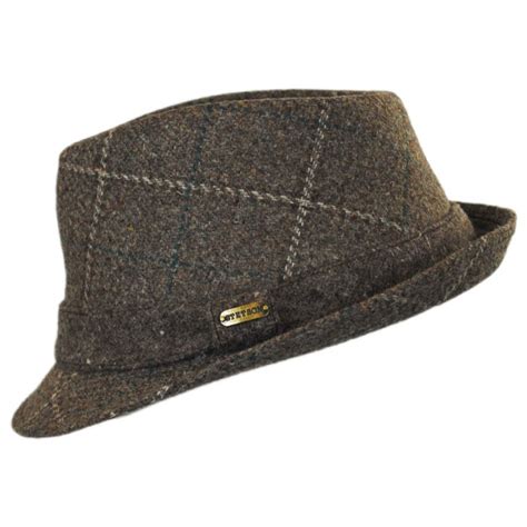 Stetson Italian Plaid Wool Felt Fedora Hat Stingy Brim & Trilby