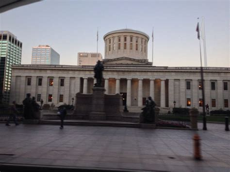 Ohio State Capitol building at dusk in beautiful downtown Columbus ...