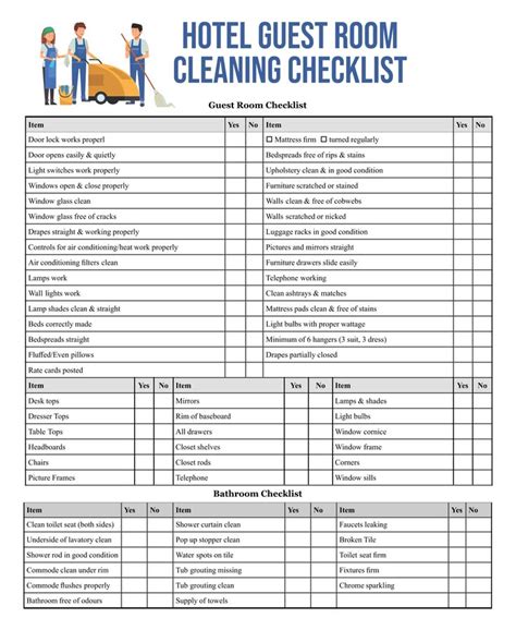 Hotel Housekeeping Checklist Printable | Printablee | Hotel Housekeeping, Housekeeper checklist ...