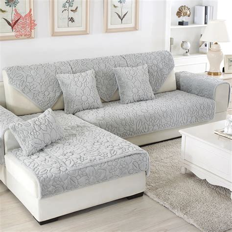 Aliexpress.com : Buy White grey floral quilted sofa cover plush long ...