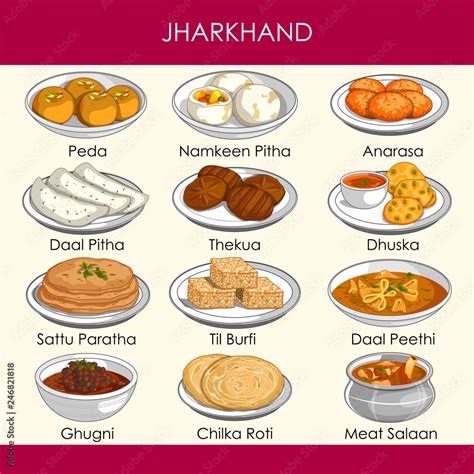 illustration of delicious traditional food of Jharkhand India Stock ...