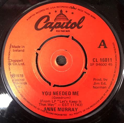 Anne Murray – You Needed Me (1978, Vinyl) - Discogs