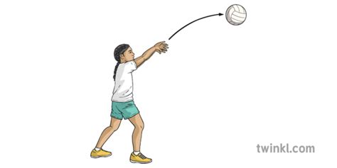 Netball Overhead Pass Step 3 Y6 Netball Twinkl Move PE KS2 Illustration