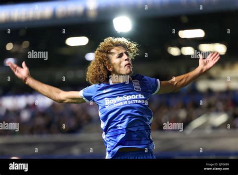 New signing Hannibal Mejbri #6 of Birmingham City interacts with the crowd on his debut Stock ...