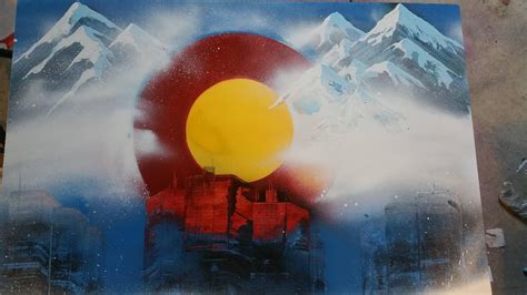 Colorado flag spraypaint art, 30x20 : Art