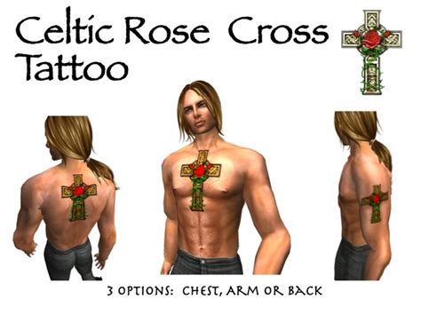 Second Life Marketplace - Celtic Rose Cross Tattoos for Chest, Back ...