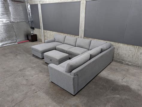 Large Gray Sectional w/ Storage Ottoman – The Revived Furniture Co.