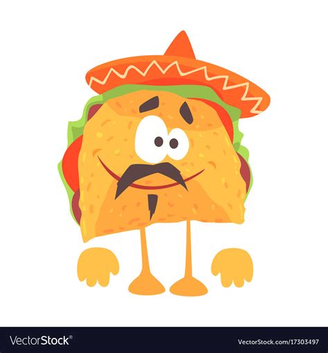 Funny cartoon mexican taco character with meat Vector Image