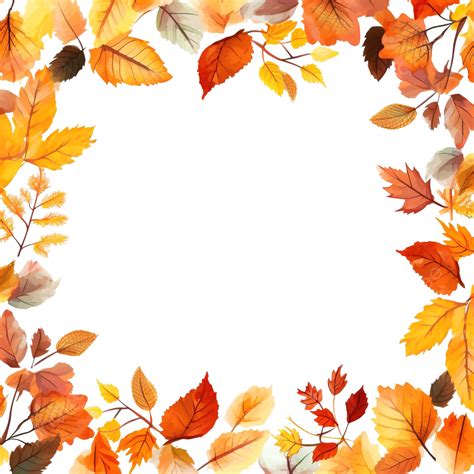 Autumn Leaves Page Border, Autumn Page Border, Herbal Frame, Frame PNG ...