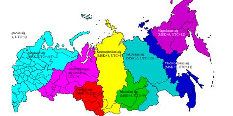 Russian Time Zones Map