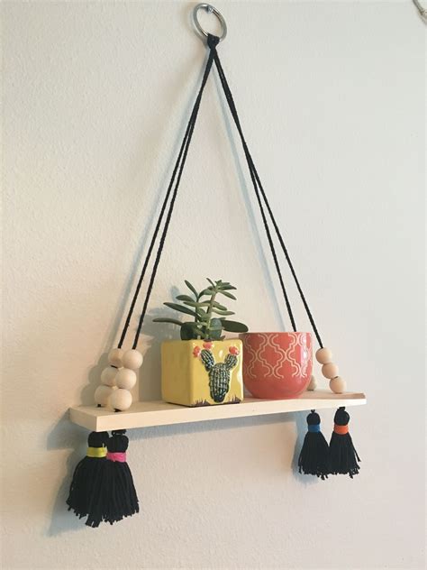 Bohemian hanging shelf | Creative decor, Diy projects, Hanging shelves