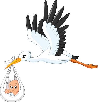 Comic Storch Tragen Baby Stock Vektor Art und mehr Bilder von Adoption ...