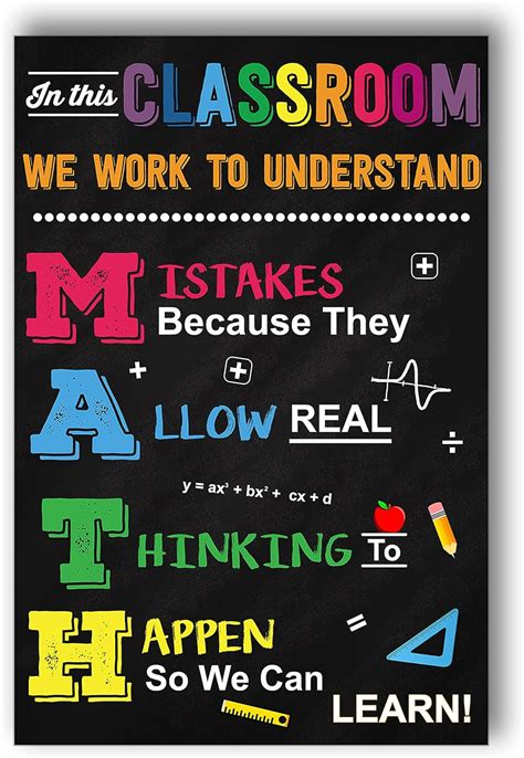 Buy MATH Teacher Classroom Poster Mistakes Math Classroom Math Class Poster Decor High School ...