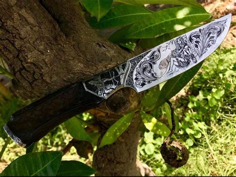 Handmade knife and hand engraved on knife art scroll | Hand engraving ...