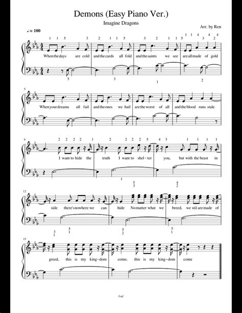 Demons (Easy Piano Ver.) sheet music for Piano download free in PDF or MIDI