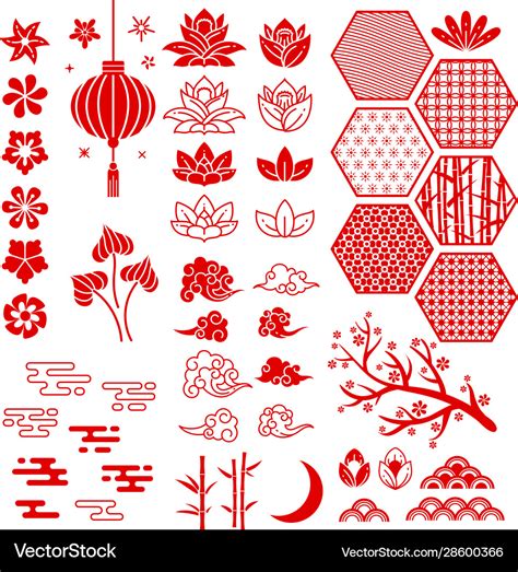 Chinese new year elements festive oriental asian Vector Image