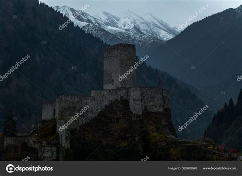 Zilkale Castle Rize Turkey Stones Mountains Trees Snow Stock Photo by ...