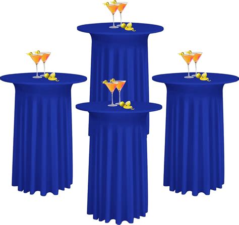 Amazon.com: 4 Packs 32"x 43" Round Cocktail Table Skirt Spandex Stretch Cocktail Tablecloth with ...