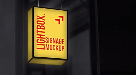 Hanging Lightbox Signage Mockup - GraphicsFuel