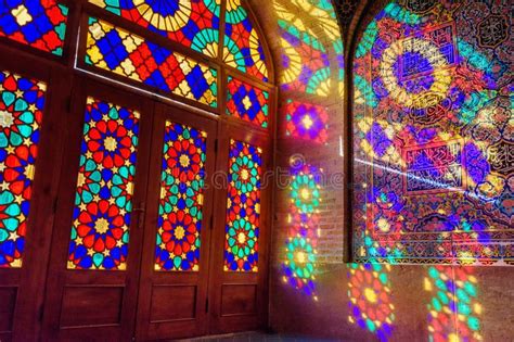 Stained Glass Window of Nasir Ol-Molk Mosque, Also Famous As Pink Mosque. Shiraz. Iran Stock ...