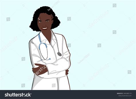 Cartoon Black Woman Nurse Doctor Healthy Stock Illustration 1845980119 ...