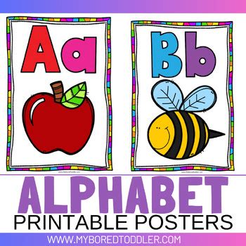 Alphabet Posters to Print - Toddler Preschool Kindergarten Full Page - Display