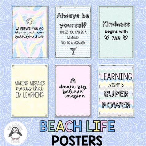 Beach Life Decor Positive Posters – Teachie Tings