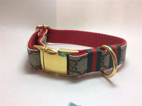 Gucci Dog Collar and Leash, Collar with Ribbon, Gucci Upcycle, Sizes mini, xsmall, small, medium ...