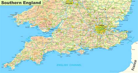 Map of Southern England - Ontheworldmap.com