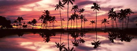 Sunset over the Ala Moana Beach Park, Honolulu, Oahu, Hawaii ...