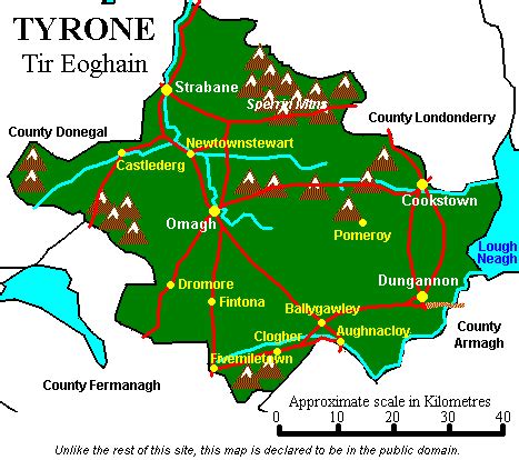 Co. Tyrone, Ireland - Map of County Tyrone, Province of Ulster ...