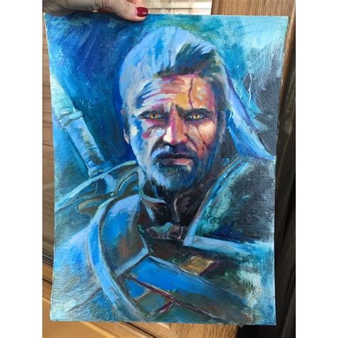 Geralt Painting Original Oil art Witcher Wall Art Portrait A - Inspire ...