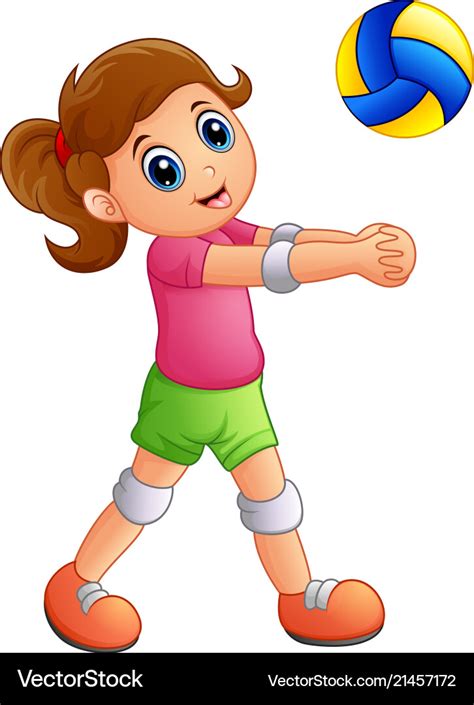 Cartoon girl playing volleyball on a white Vector Image