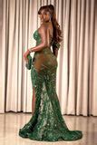 Sexy Glitter Sequins Mermaid Prom Dress V-Neck Beads Side Split Long P ...