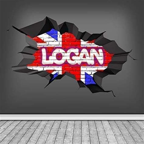 Custom 3D Multi Colour Graffiti Personalised Name UK British Flag Union Jack Cracked Brick ...