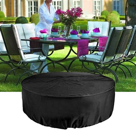 Round Patio Table Cover and Chair Cover Outdoor Waterproof Garden Patio Furniture Covers Black ...