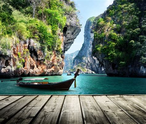 Long Boat and Rocks on Railay Beach in Krabi Stock Image - Image of mountain, cloud: 33465021