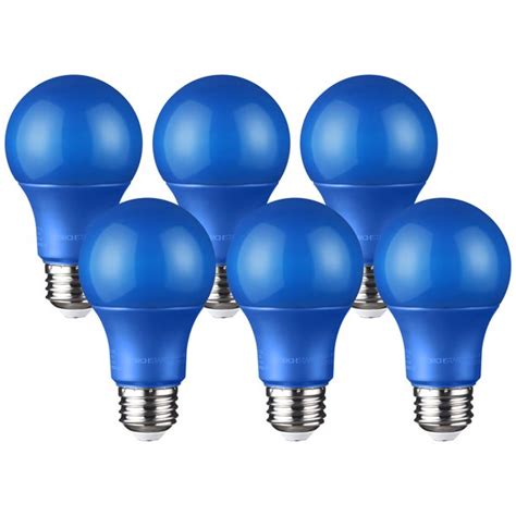 TORCHSTAR LED A19 Blue Light Bulbs, E26 Base Light Bulb, 8W 120V Colored Light Bulbs for Outdoor ...