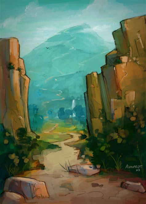 ArtStation - landscape painting 2d