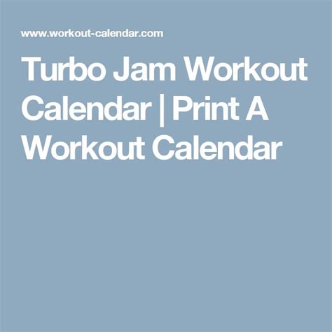 Turbo Jam Workout Calendar | Print A Workout Calendar | Workout calendar, Print calendar, Workout