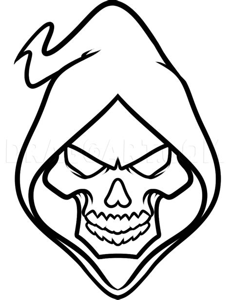 How To Draw A Grim Reaper Face, Step by Step, Drawing Guide, by Dawn | dragoart.com | Skull art ...