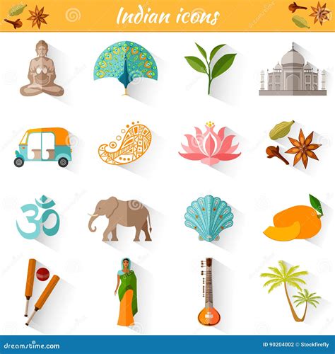 Set of Traditional National Symbols of India. Stock Vector - Illustration of emblem, leaf: 90204002