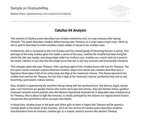 Catullus 64 Analysis - 334 Words | Free Essay Example on GraduateWay