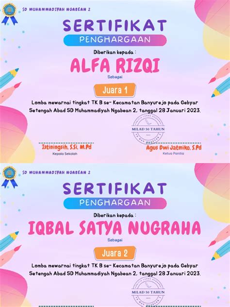 Sebagai Peserta Dari Lomba Mewarnai Pada Tanggal 28 Januari 2023. | PDF