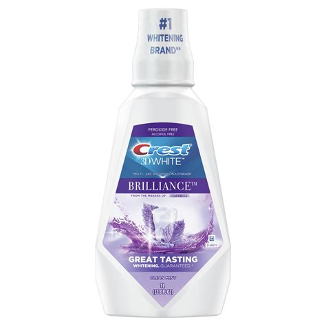 Crest 3D White Brilliance Mouthwash, Alcohol Free, Mint, 33.8 fl oz - Walmart.com - Walmart.com